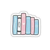 Trans Book Stack Subtle Reading Sticker