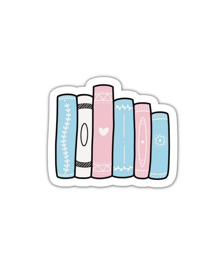Trans Book Stack Subtle Reading Sticker