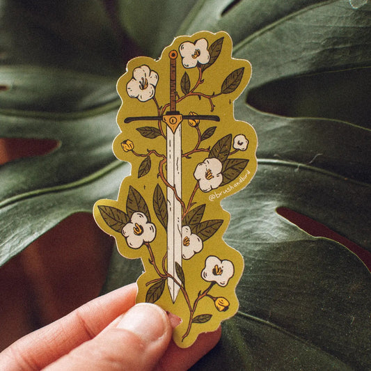 Floral Fantasy Sword Sticker | Vinyl Diecut Waterproof Decal