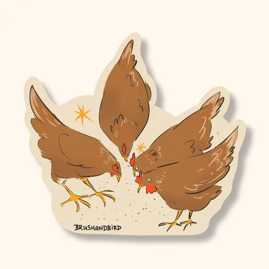 Brown Chickens Vinyl Sticker