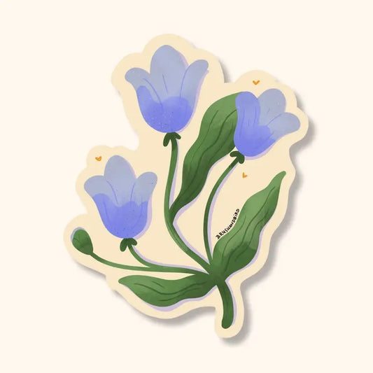 Blue Tulips Vinyl Sticker | Modern Spring Floral Illustration