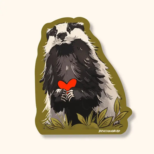 Cute Badger Sticker | Hand-Drawn Wildlife Diecut Sticker