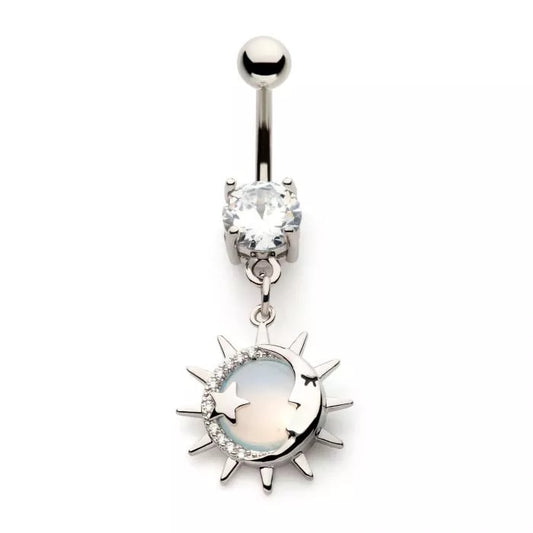 Sun Moon Star With Large Gem