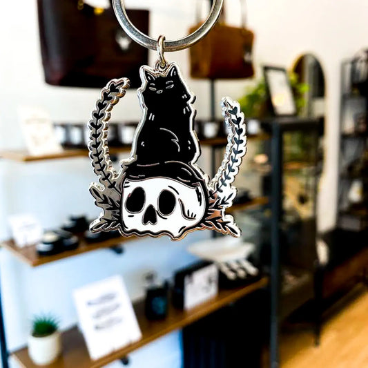 Superstitious (Black Cat) Hard Enamel Keychain