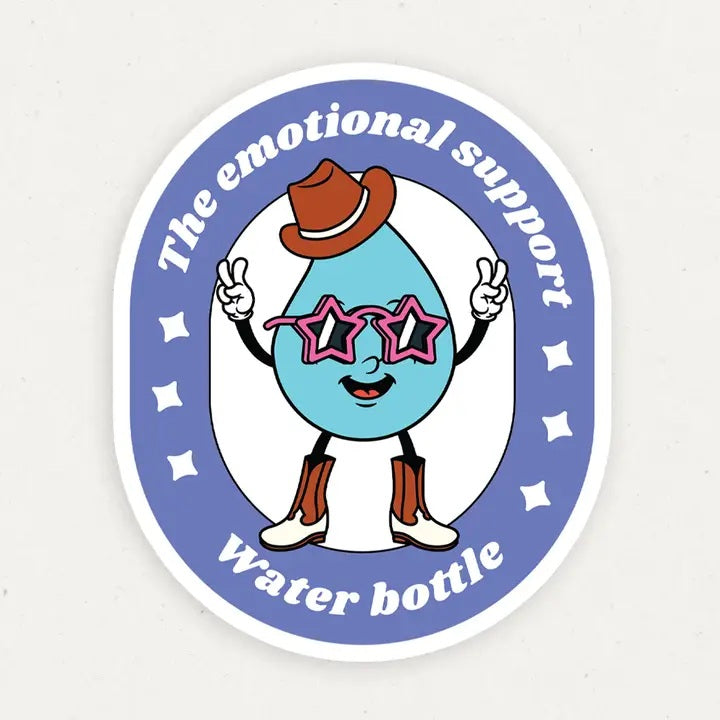 Emotional Support Water Bottle Funny Vinyl Sticker
