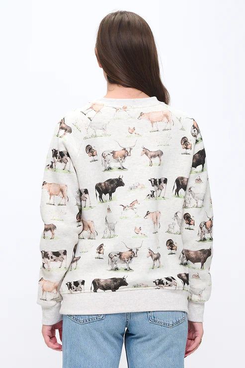 Farm Animals Print Sweatshirt