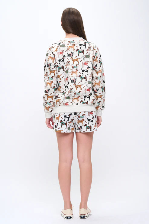 Holiday Dogs Print Sweatshirt