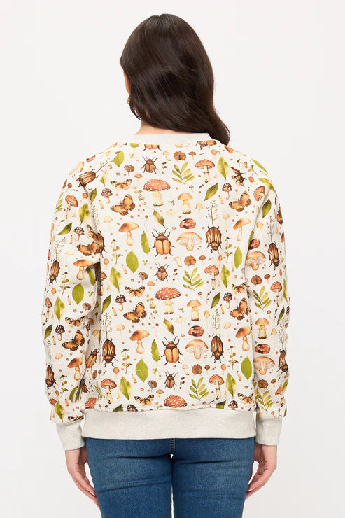 Mushrooms And Bugs Print Sweatshirt