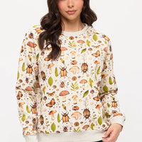 Mushrooms And Bugs Print Sweatshirt