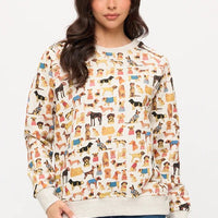 Colorful Dog Breeds Print Sweatshirt