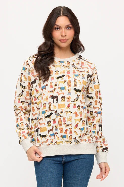 Colorful Dog Breeds Print Sweatshirt