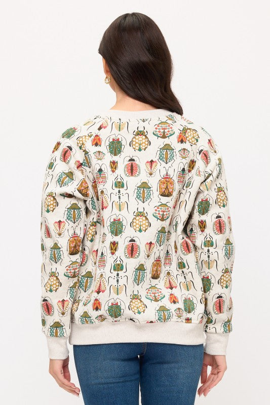 Colorful Bugs Print Sweatshirt