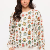 Colorful Bugs Print Sweatshirt