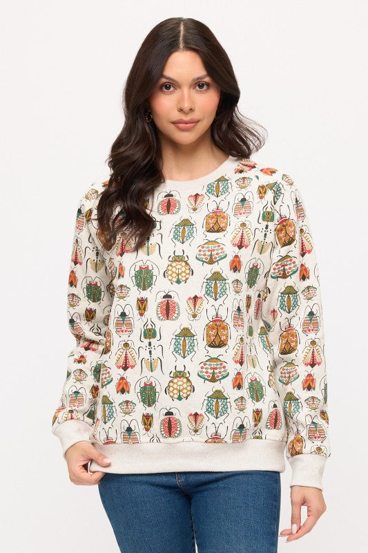 Colorful Bugs Print Sweatshirt