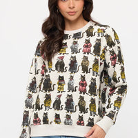 Cosy Cats Print Sweatshirt