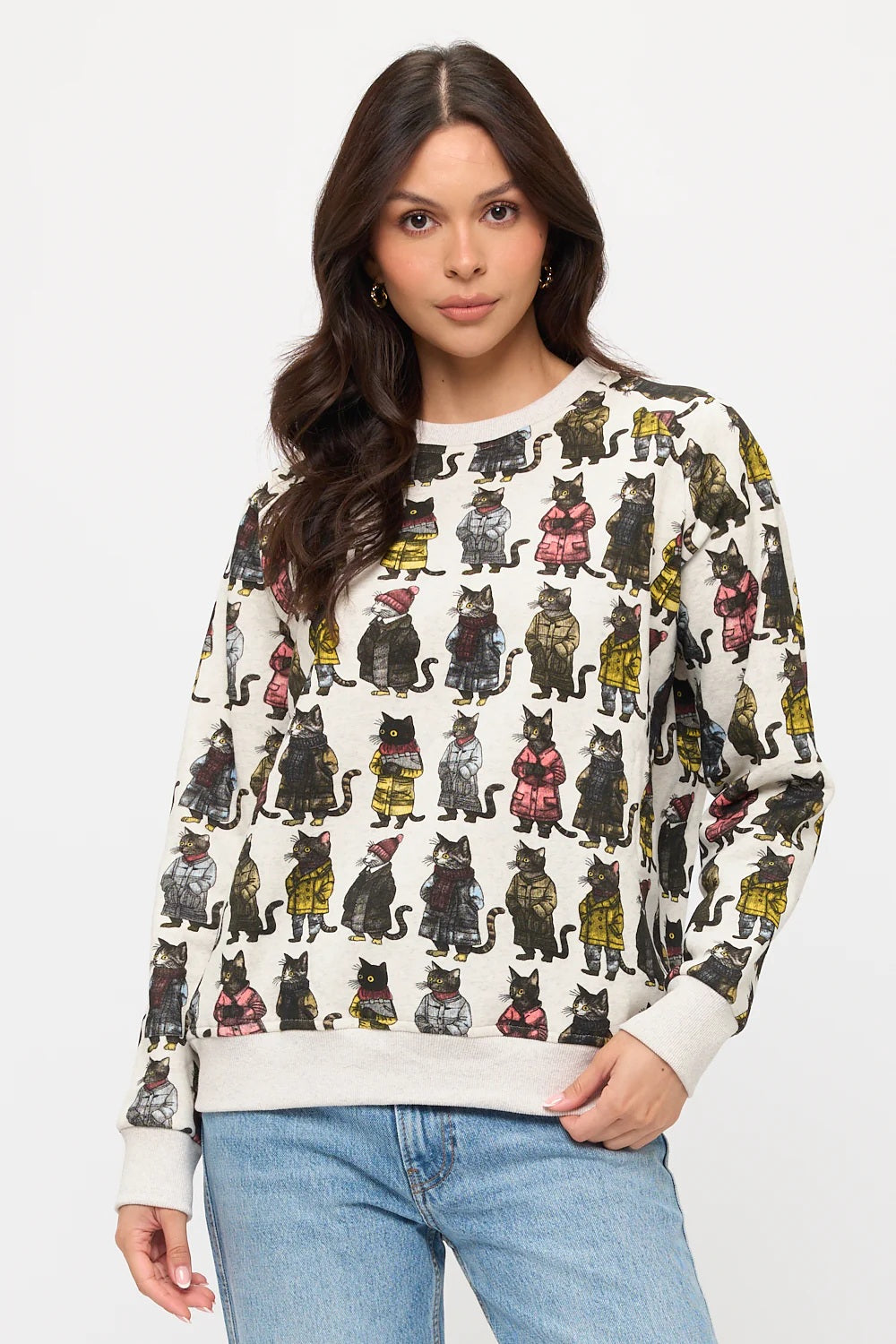 Cosy Cats Print Sweatshirt