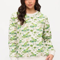 Lily Pads And Frogs Print Sweatshirt