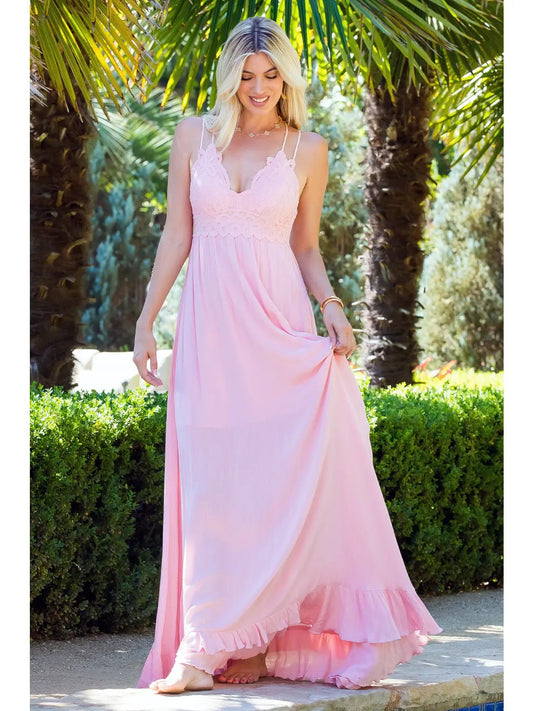 Rose Lace Detail Maxi Dress