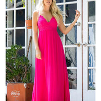 Fuchsia Lace Detail Maxi Dress
