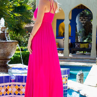 Fuchsia Lace Detail Maxi Dress