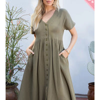 Olive Plus Size Button Down Midi Dress