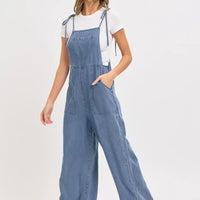 Denim Relaxed Wide Leg Overall Jumpsuit
