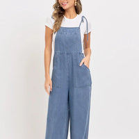 Denim Relaxed Wide Leg Overall Jumpsuit