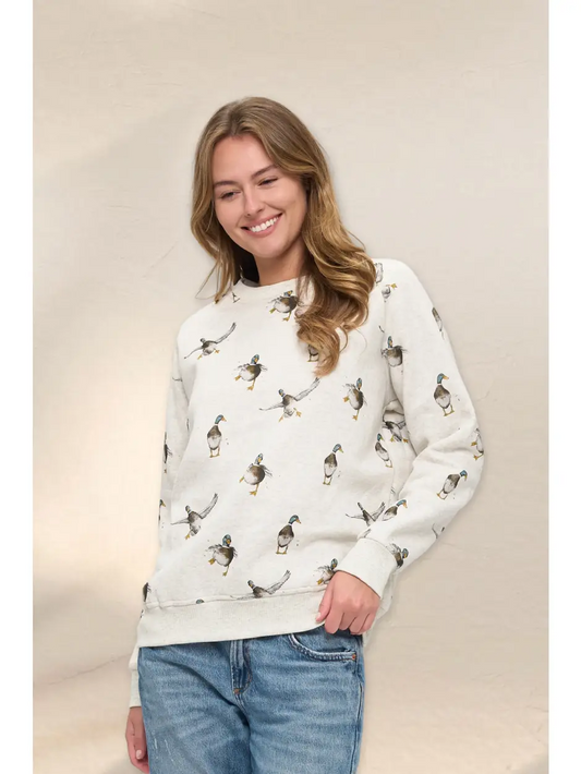 Mallard Duck Print Crewneck Sweatshirt