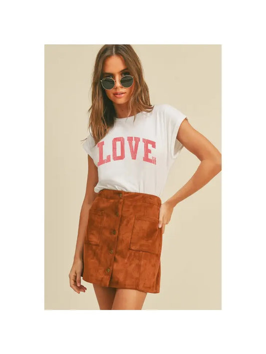 Love Valentines Roll Up Slv Tee