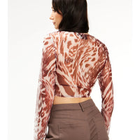 Brown Sheer Long Sleeve Top
