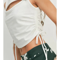White Sleeveless Cutout Tank Top