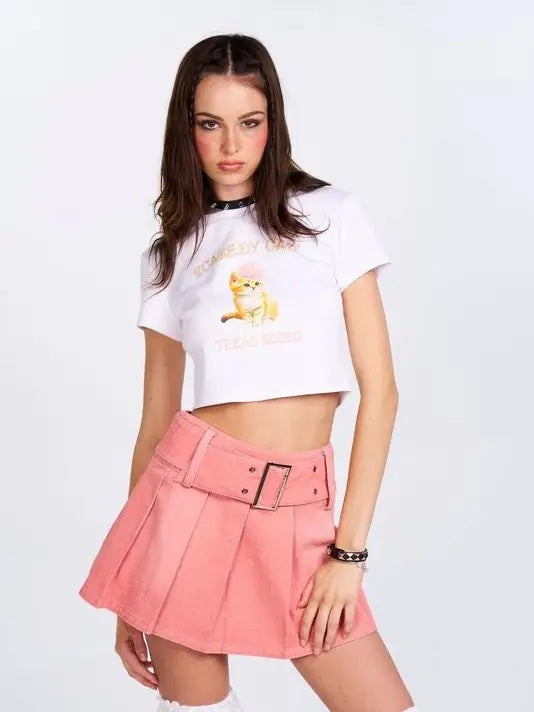 White Rodeo Kitty Baby Tee