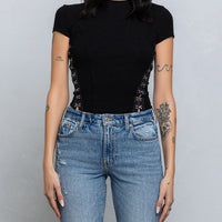 Fine Ribbed Hook & Eye Short Slv Shirt