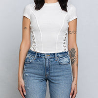 Fine Ribbed Hook & Eye Short Slv Shirt
