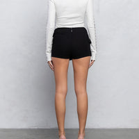 Ribbed Hook & Eye Detail Long Slv Top