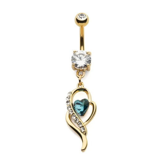 Teal Heart Multi Gem Navel