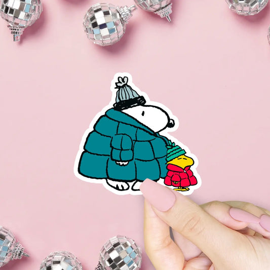 Snoopy Teal Puffer Woodstock Sticker