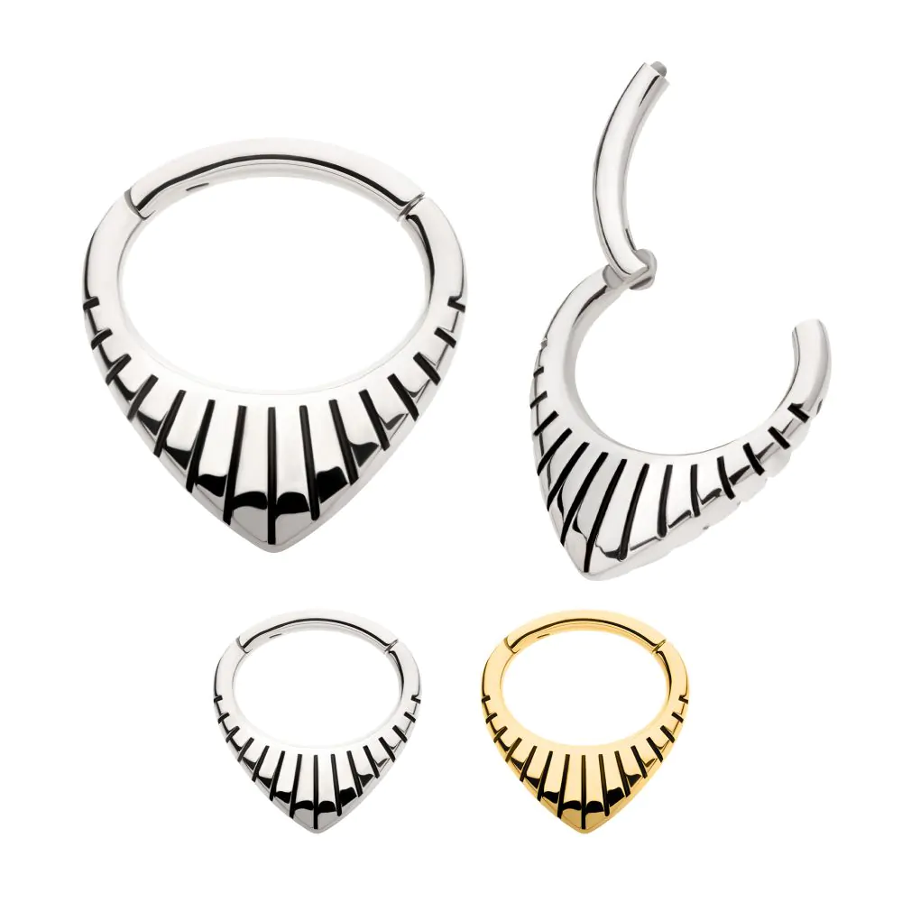 Teardrop With Lines Hinged Hoop