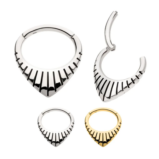 Teardrop With Lines Hinged Hoop