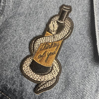 Thinking of You Wine Bottle Embroidered Iron-On Patch