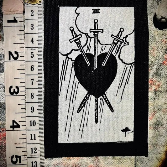 Three of Swords Tarot Card Patch.