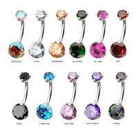 3 Prong 5mm / 8mm Round Gem Titanium Navel