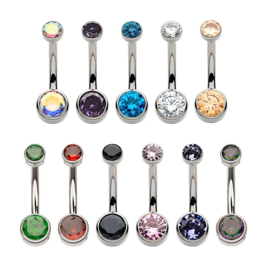 Bezel 4mm / 6mm Flat Back Gem Titanium Navel