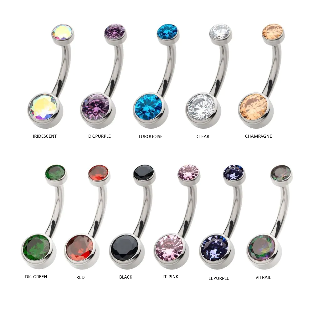 Bezel 4mm / 6mm Flat Back Gem Titanium Navel