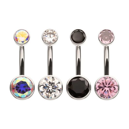 Bezel 5mm / 8mm Gem Flat Back Gem Titanium Navel
