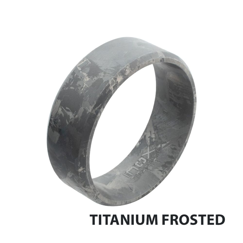 Titanium Beveled Frosted Ring Size 10.5
