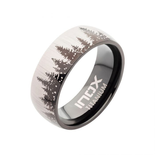 Evergreen Tree Ring Titanium Size