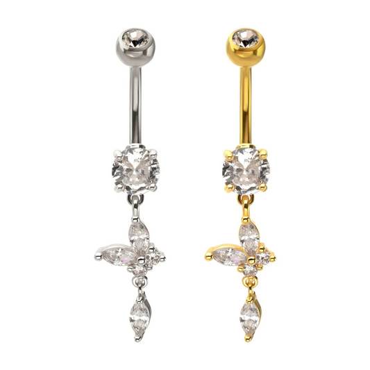 Tilted Butterfly and Marquise Dangle Navel