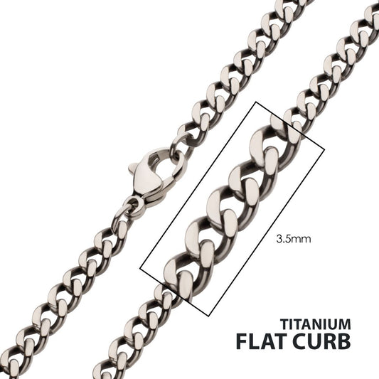 3.5mm Titanium Flat Curb Chain 20"