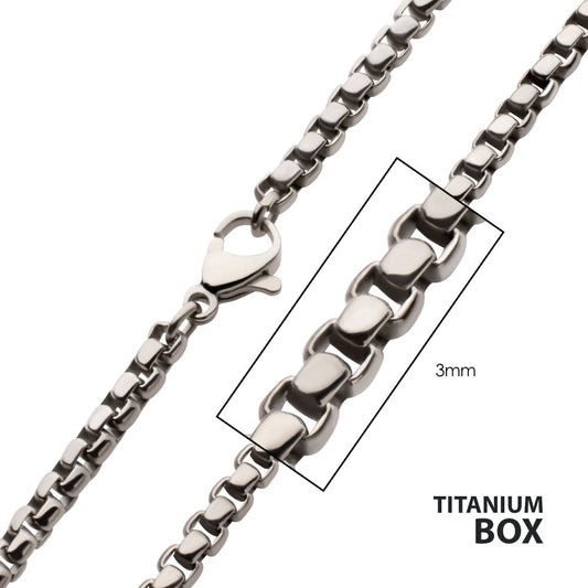 3mm Titanium Box Chain Necklace 18"